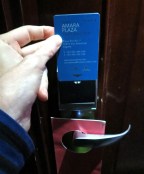 Catching up with key technology . . . took me five minutes of trying to get the card in the elusive slot only to find the door scans the card!